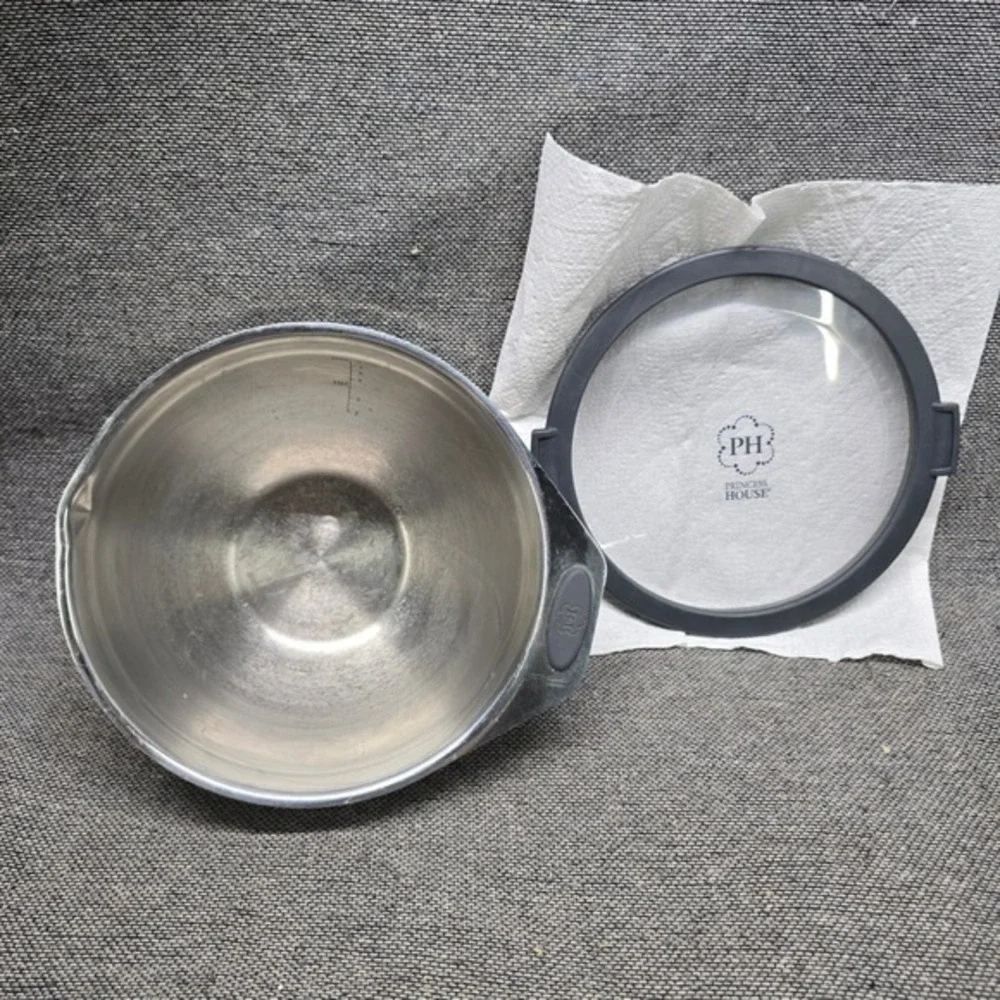 Princess House Mixing Bowl Culinario Series 2QT Silver Good‎ Stainless Steel Lid